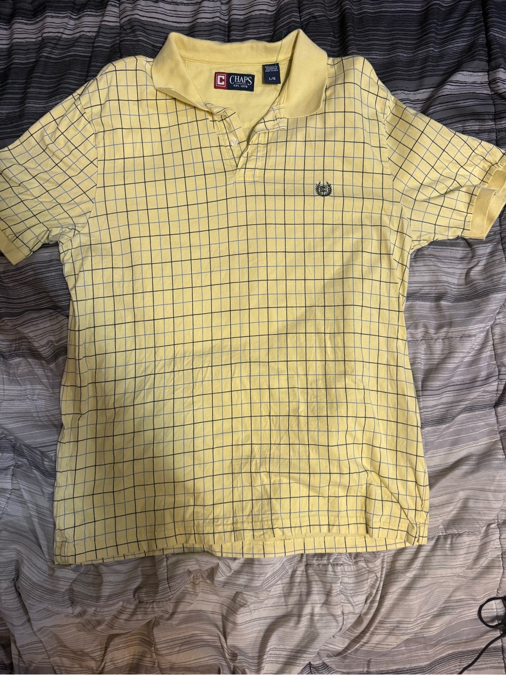 Chaps Men's Yellow Windowpane Polo